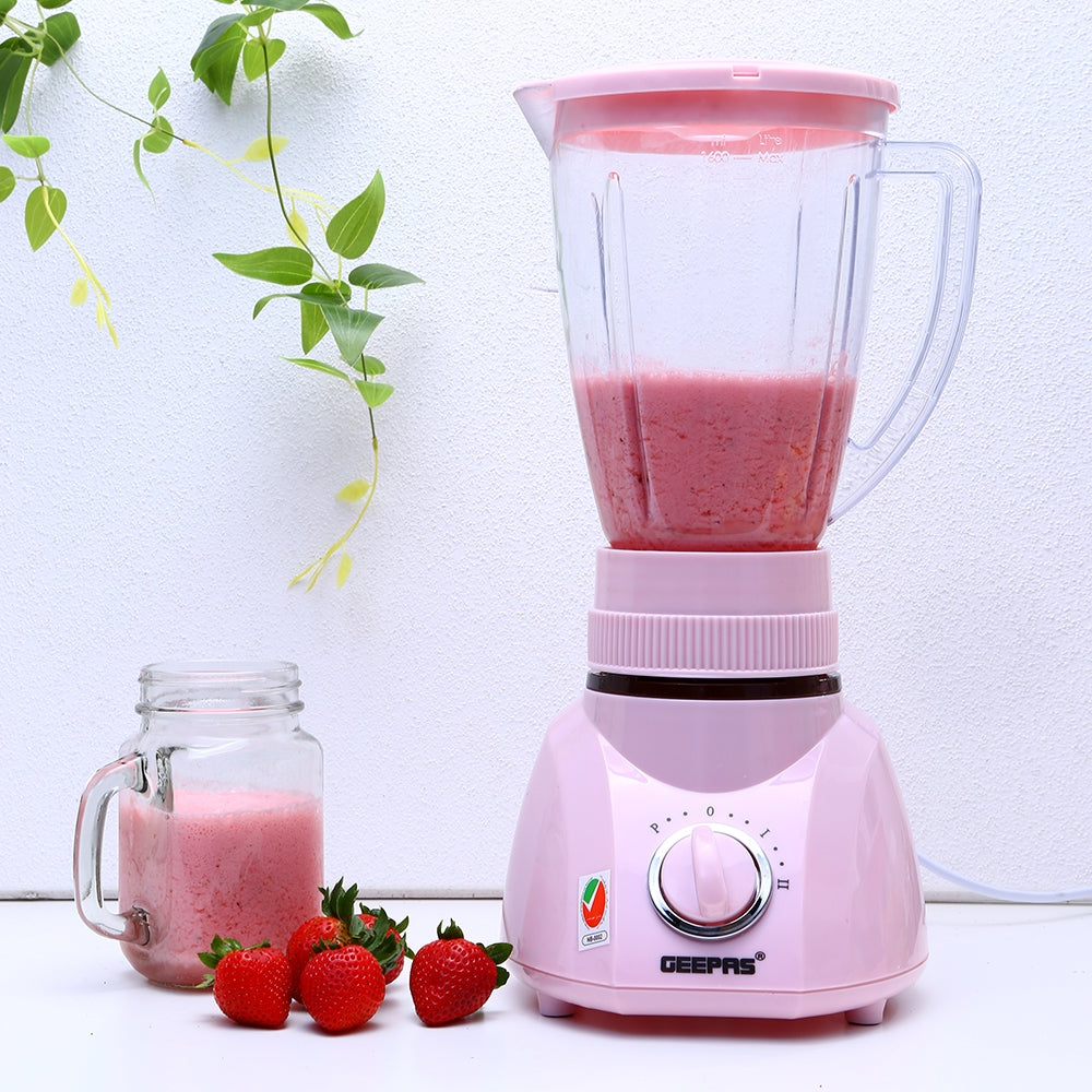 Geepas 3-in-1 Blender, 1.6L Blender Jar Mixer Grinder | 400W Grinder with Dry Mill & Mincer Attachments | 2 Speed with Pulse Function | Wet Jar, Dry Jar and Chutney Jar