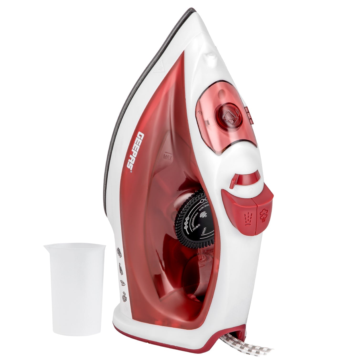 Geepas  Steam Iron – Non-Stick Soleplate, Comfortable Handle, 120ml Water Tank, Multi-Function