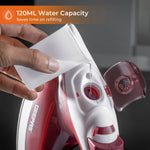 Geepas  Steam Iron – Non-Stick Soleplate, Comfortable Handle, 120ml Water Tank, Multi-Function