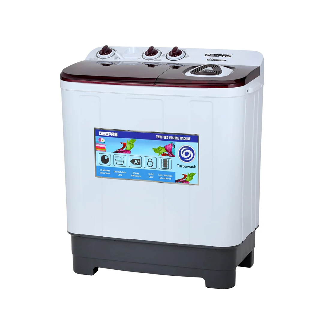 Geepas 7.0 KG Twin Tub Semi-Automatic Washing Machine – Full Knob Control, Top Load