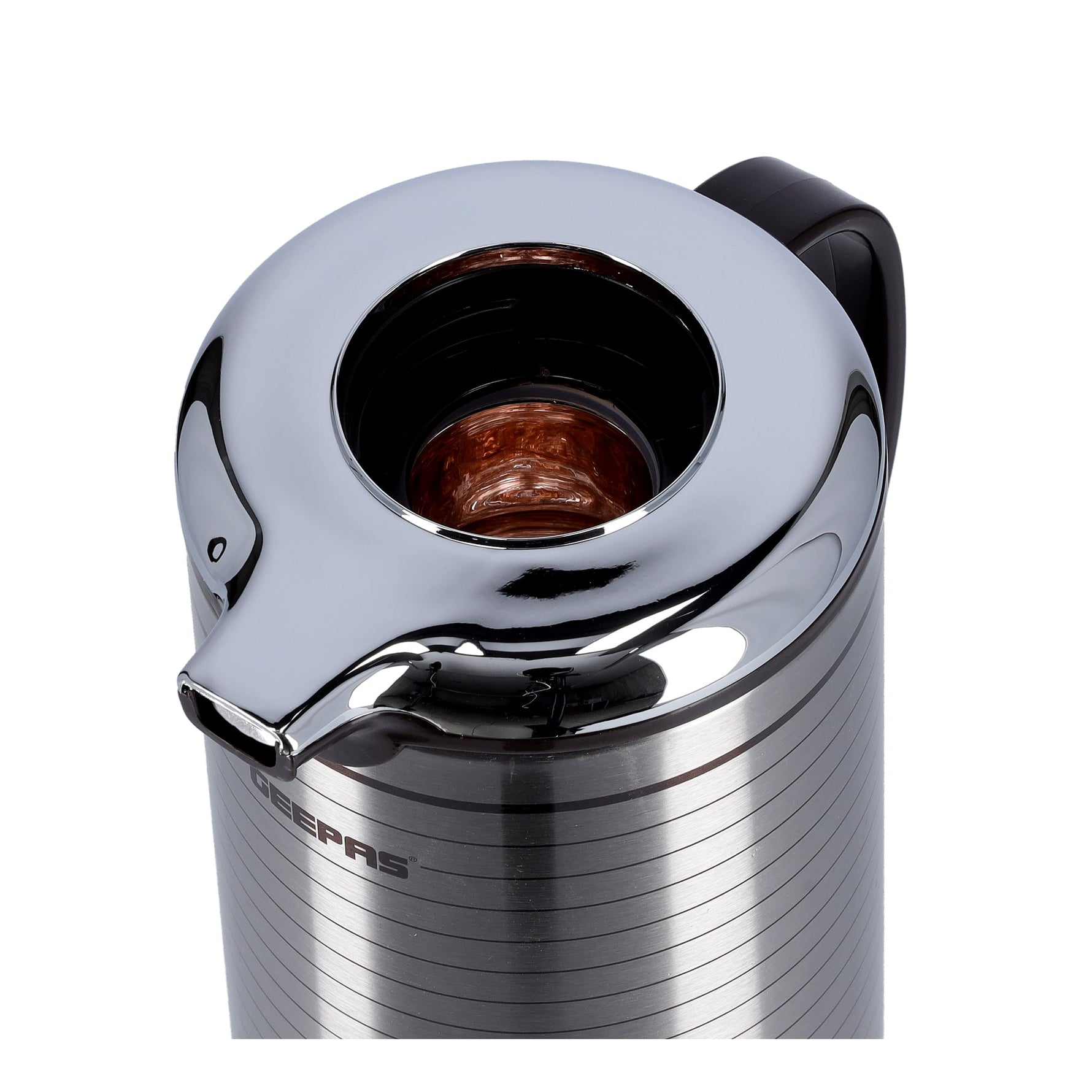Geepas Vacuum Flask | 1.6 Litre Capacity| Mirror + Brown Finish | Plastic, Iron, Glass & Silica Gel Material | Hot & Cold Beverage Insulation
