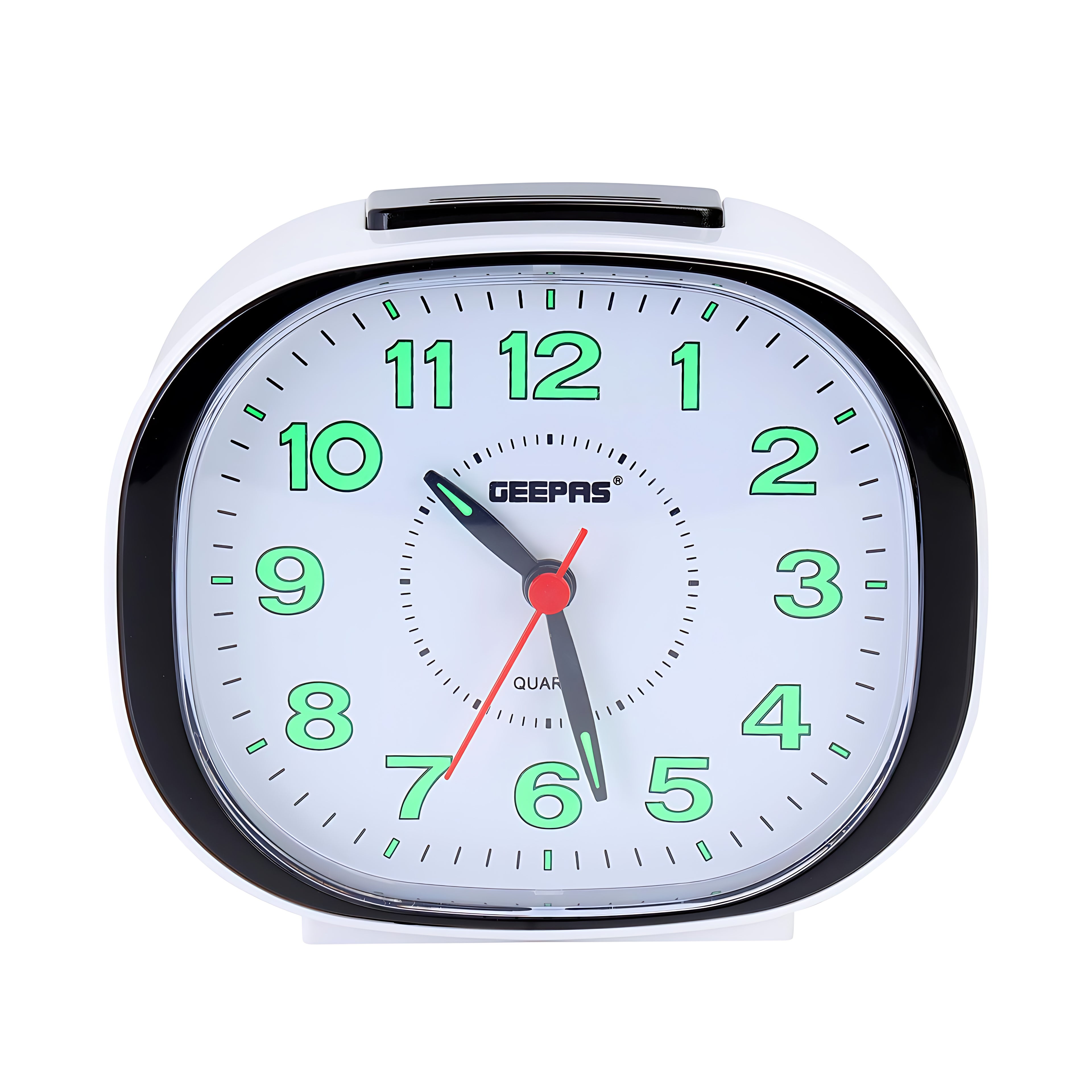 Geepas Bell Alarm Clock | Small Battery Operated | Analog Alarm Clock, Silent Non-Ticking, Ascending Beep Sounds, Snooze, Light Functions | Ideal for Study Room