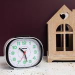 Geepas Bell Alarm Clock | Small Battery Operated | Analog Alarm Clock, Silent Non-Ticking, Ascending Beep Sounds, Snooze, Light Functions | Ideal for Study Room