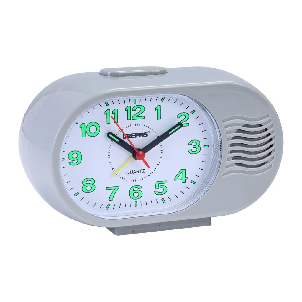 Geepas  Bell Alarm Clock | Analog Alarm Clock, Silent Non-Ticking, Ascending Beep Sounds, Snooze, Light Functions | Perfect for Students