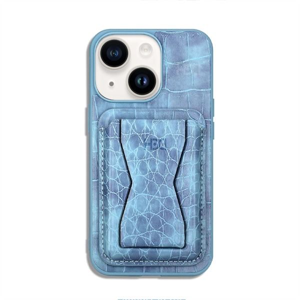 Hdd iPhone 14 Crocodile Genuine Leather Case | Blue