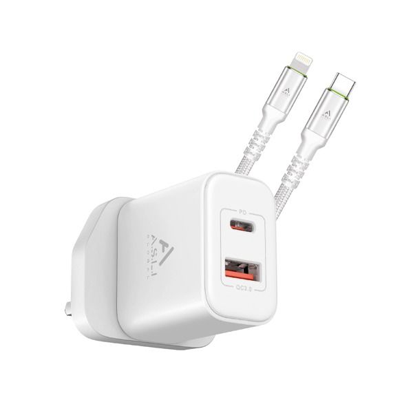 Asli Global 20W Wall Charger with 1M USB-C to Lightning | White