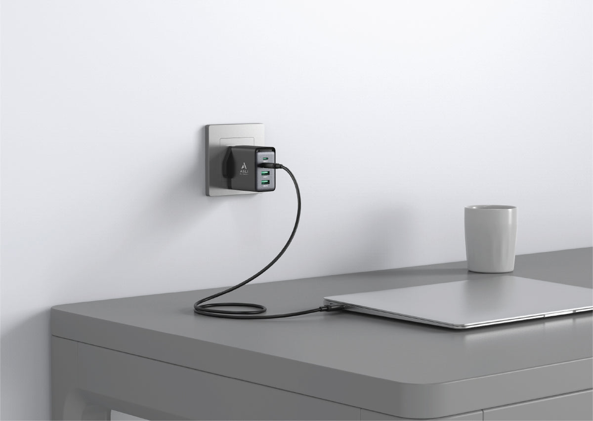 Asli Global Fast Charger 67W GaN Technology - 2 USB & 2 Type-C Ports | Black