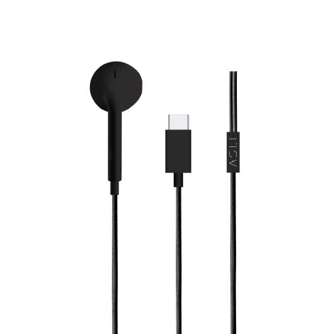 Asli Global USB-C 1.2M SoundPods Mono Earphones with Noise Isolation Technology | Black