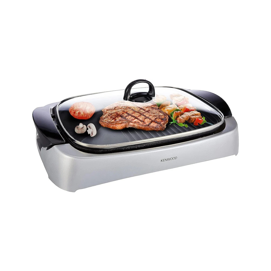 شواية كينوود الصحية Kenwood Health Grill - بقوة 2000 واط مع غطاء زجاجي | فضي