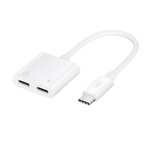 LZEL Hubduo Nexus Dual USB-C Headphone And Charger Adapter 20cm | White