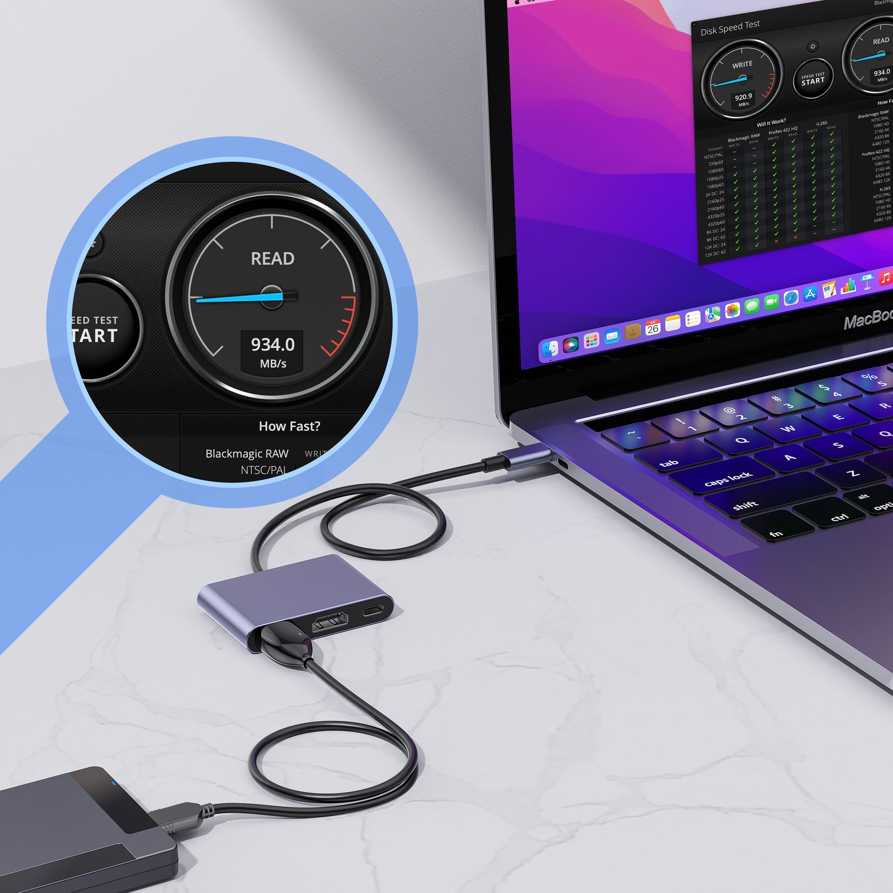 ليزل موزع Hubtrio Nexus من نوع USB-C ثلاثي في واحد لعده منافذ | أسود