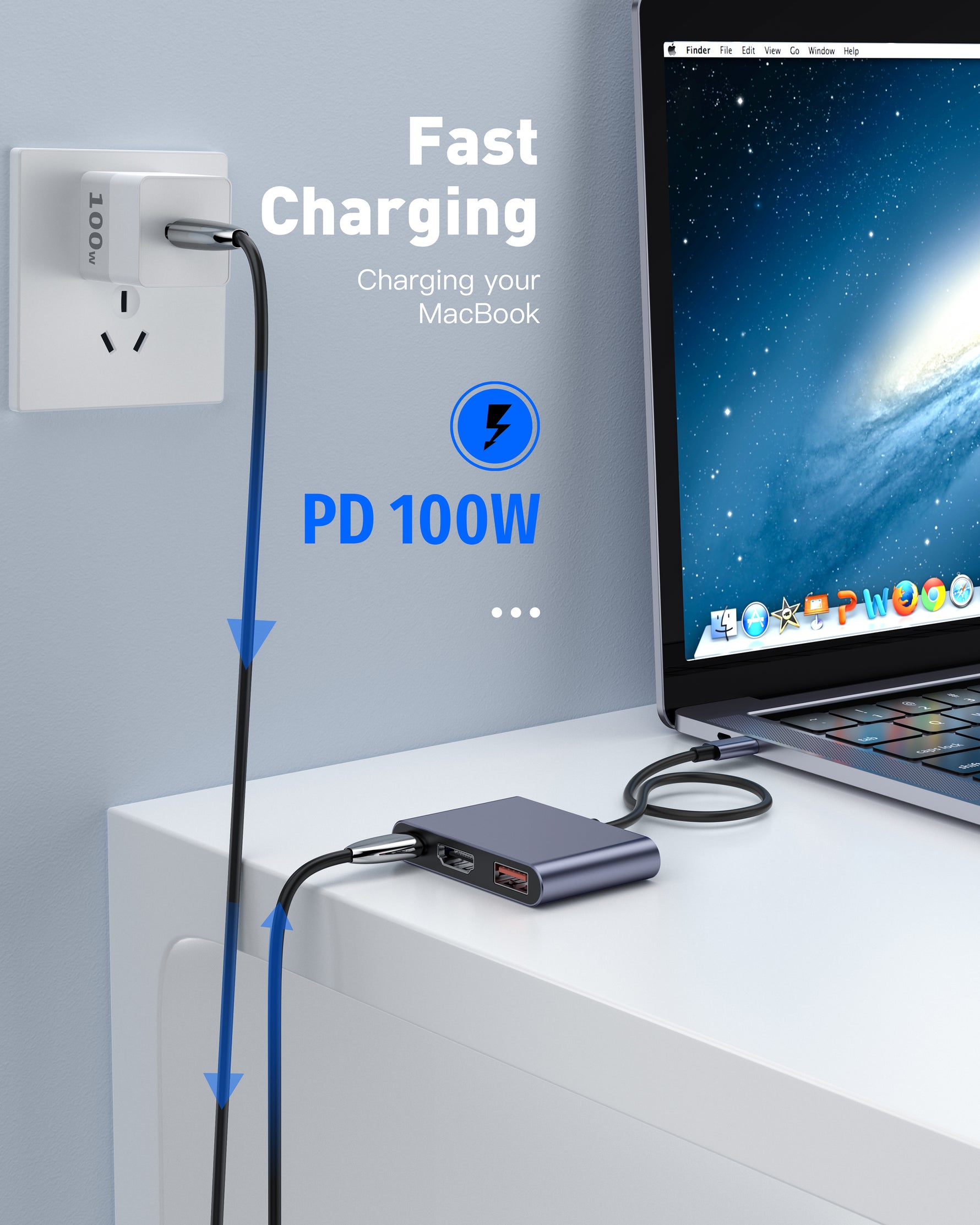 ليزل موزع Hubtrio Nexus من نوع USB-C ثلاثي في واحد لعده منافذ | أسود