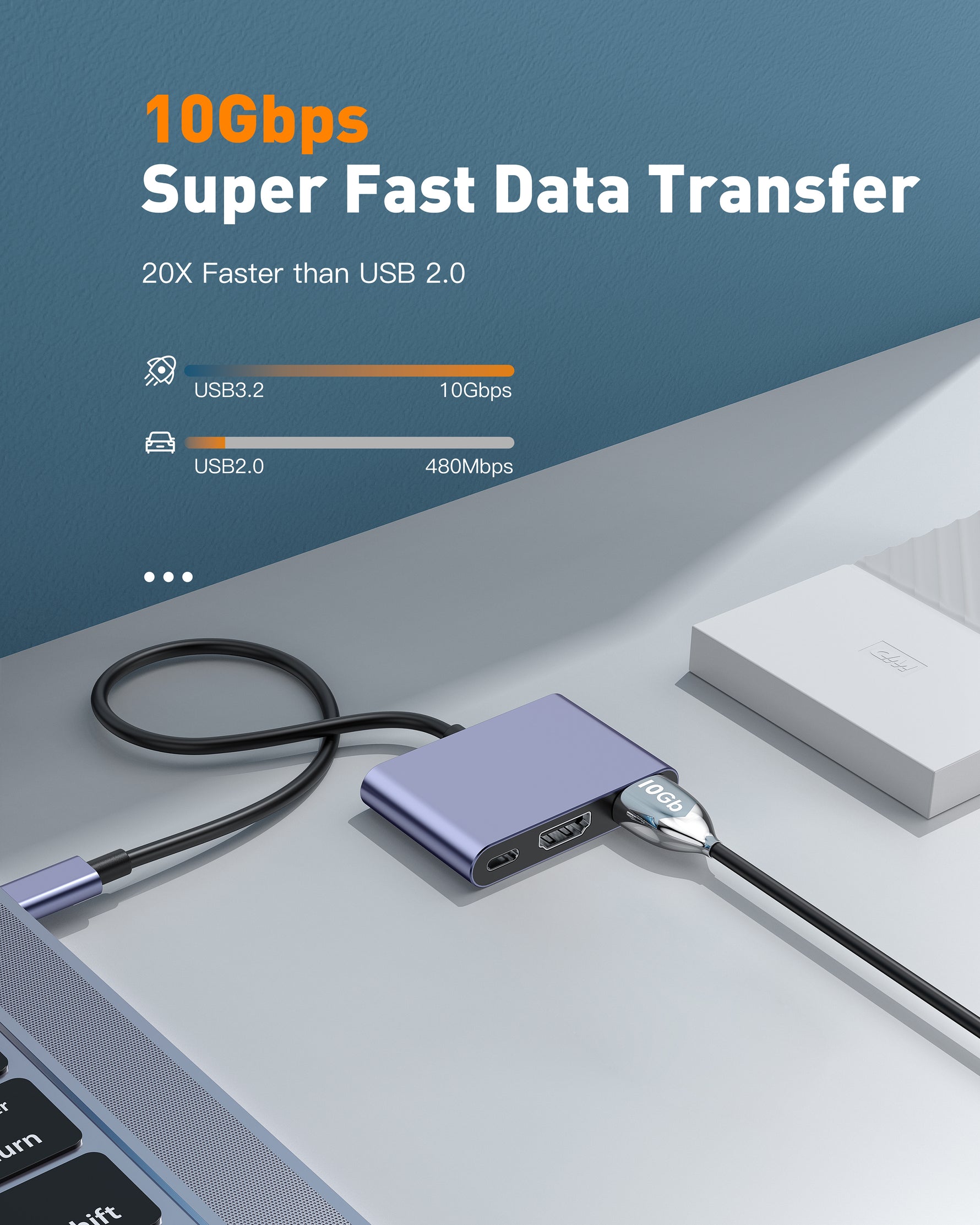 ليزل موزع Hubtrio Nexus من نوع USB-C ثلاثي في واحد لعده منافذ | أسود