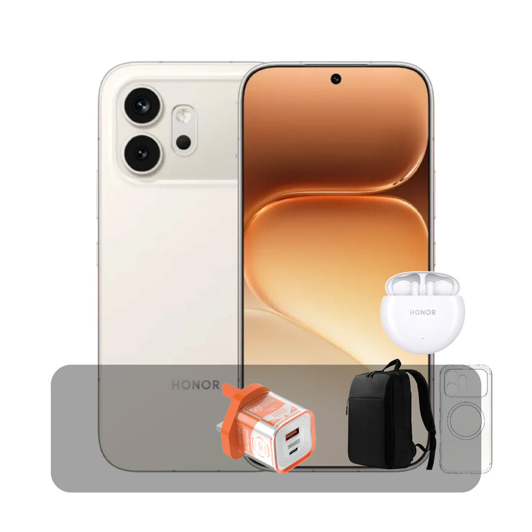 هاتف HONOR 600 – شريحتين، ذاكرة 8 جيجابايت، سعة 256 جيجابايت، دعم 5G + عرض الباندل | أبيض ذهبي 