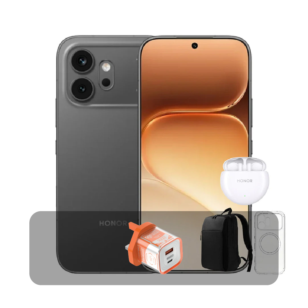 هاتف HONOR 600 – شريحتين، ذاكرة 8 جيجابايت، سعة 256 جيجابايت، دعم 5G + عرض الباندل | أسود 
