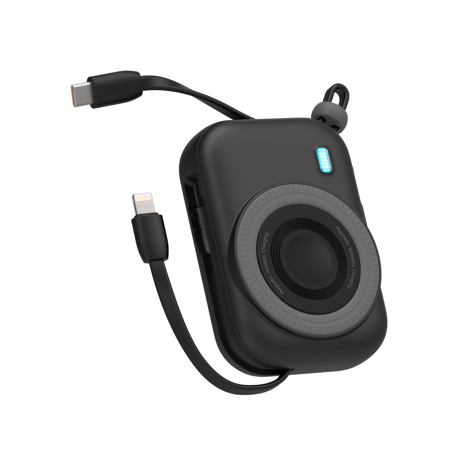 بطارية متنقلة من ليزل مغناطيسي بسعة 10,000 مللي أمبير مع شحن PD عبر USB-C وكابل مدمج | أسود