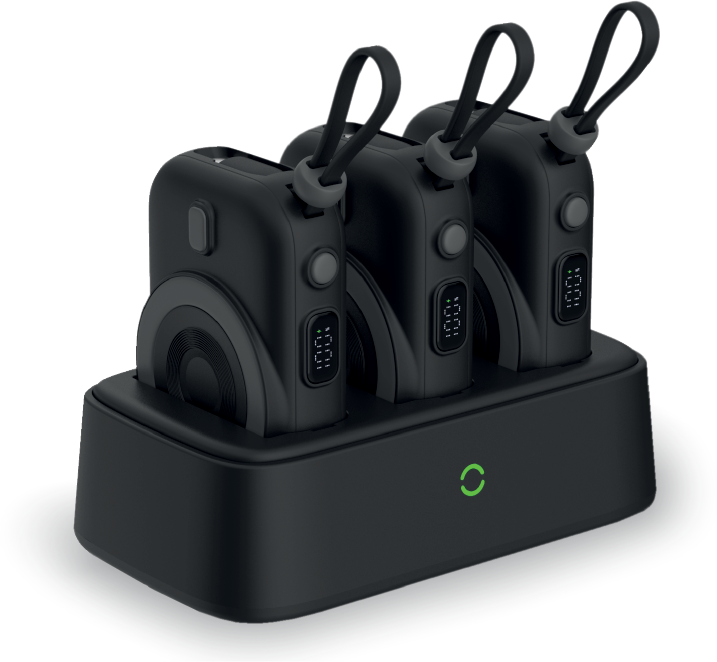 محطة الطاقة المحمولة TrioEnergia من ليزل 10,000 مللي أمبير × 3 تدعم الشحن اللاسلكي مع كيبل مدمج |أسود