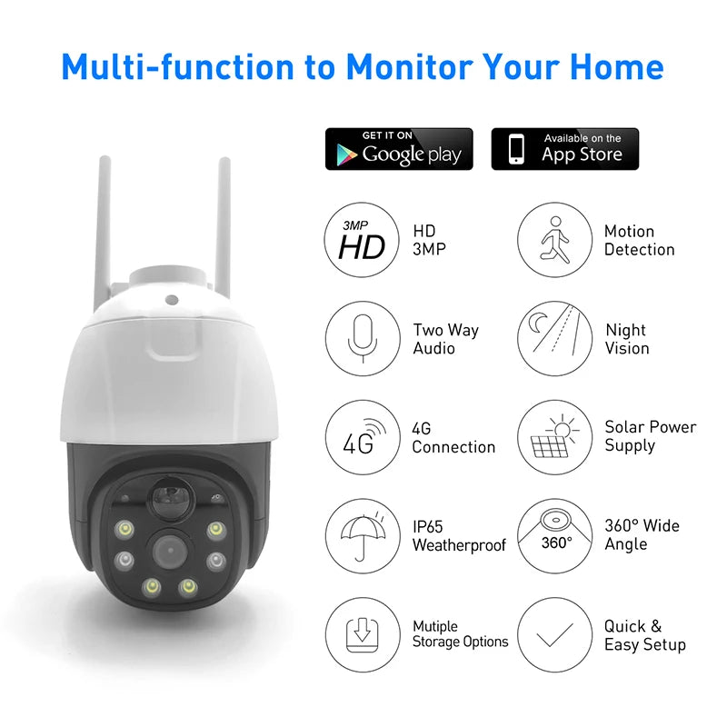 كاميرا مراقبة ذكية تعمل بالطاقة الشمسية عالية الدقة