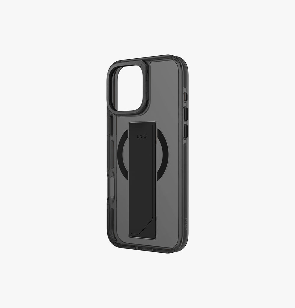 Uniq Heldro Mag iPhone 15 Pro Case With Integrated Flex Grip Band | Smoke