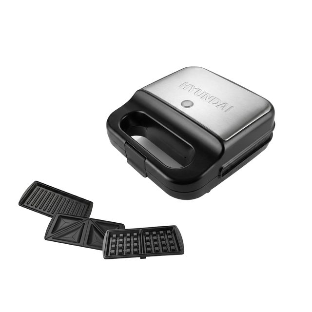 صانعة الساندويتش Hyundai بشريحتين 3 في 1 – ألواح الشواء والمثلثات والوافل، 750 واط