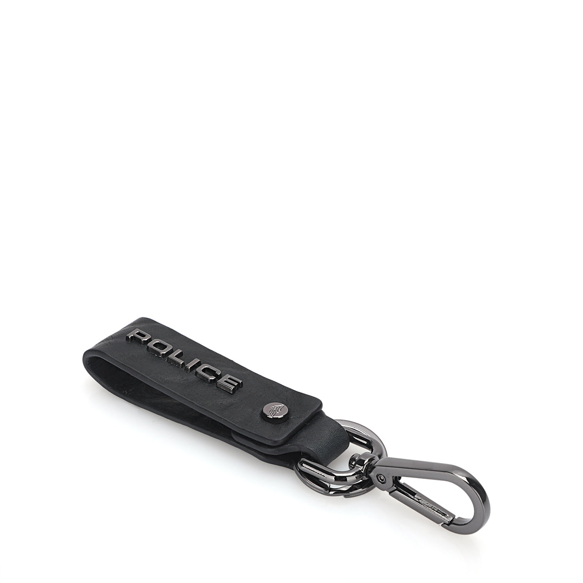 Police Leather Keyring Droid Black