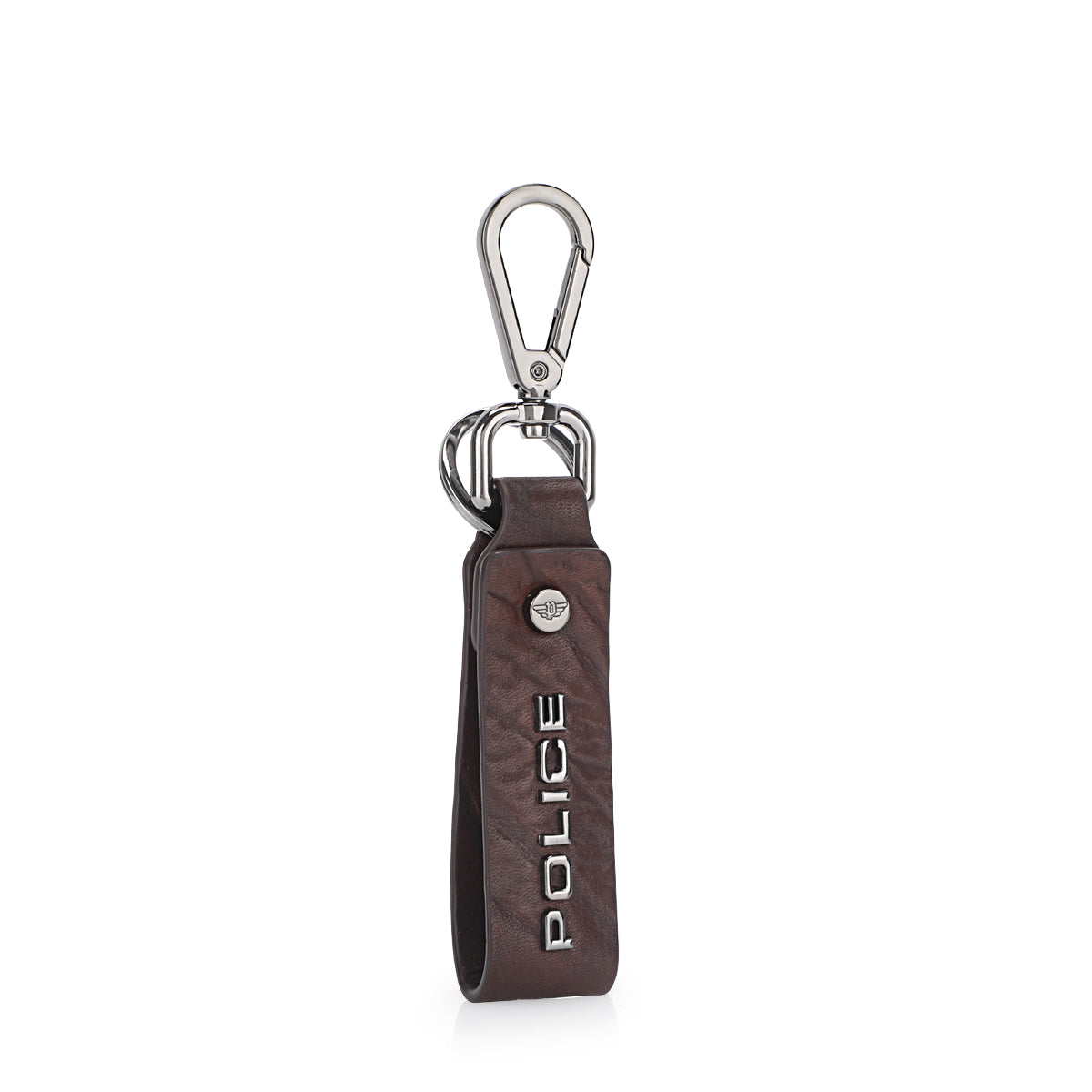 Police Leather Keyring Droid Brown