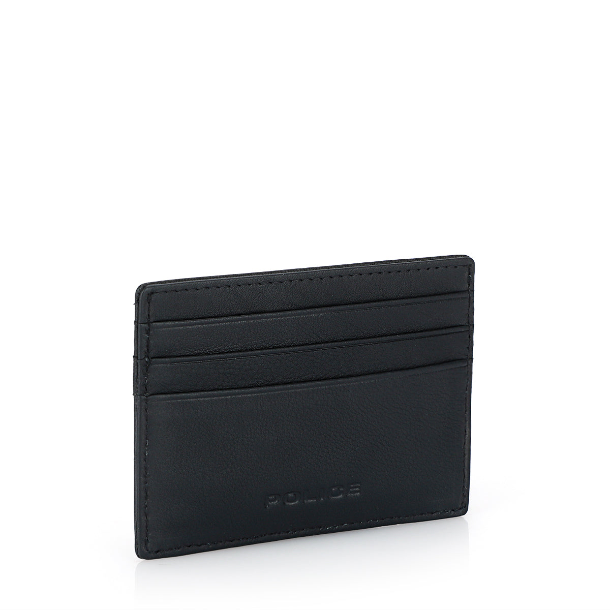 Police Ponte Mens Leather Card Holder in Croc Print Black