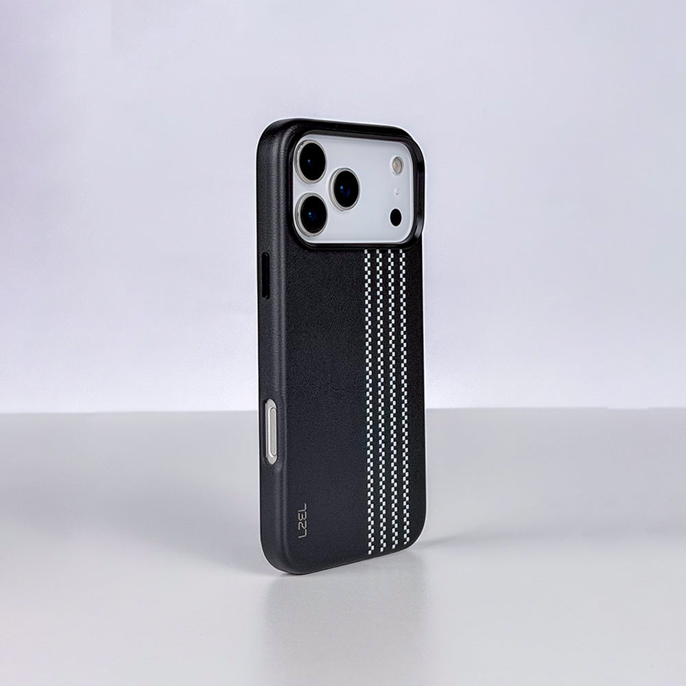 كفر LZEL MAGLINEAR من الجلد الفاخر بدعم MagSafe ونقشة خطية لـ iPhone 18 Pro و18 Pro Max