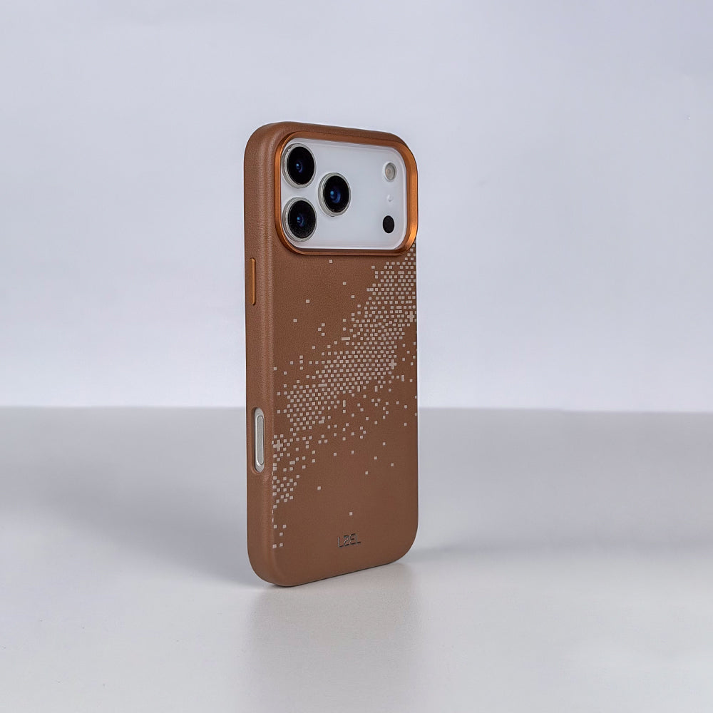 كفر LZEL LEATHERWAVE MAG من الجلد الفاخر بدعم MagSafe ونقشة متموجة لـ iPhone 18 Pro و18 Pro Max
