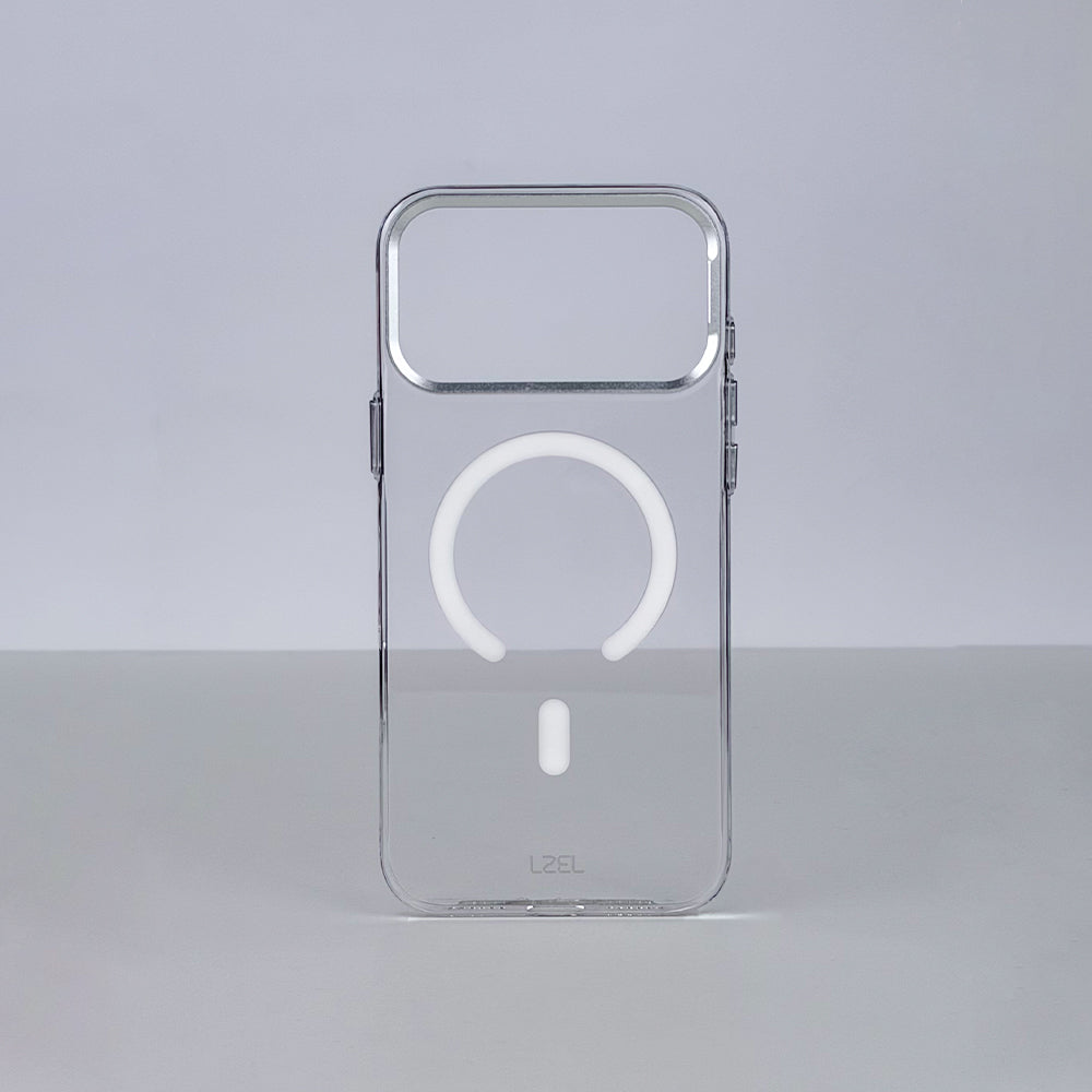 كفر LZEL METAL MAGCRYSTAL شفاف بدعم MagSafe وإطار معدني لـ iPhone 18 Pro و18 Pro Max