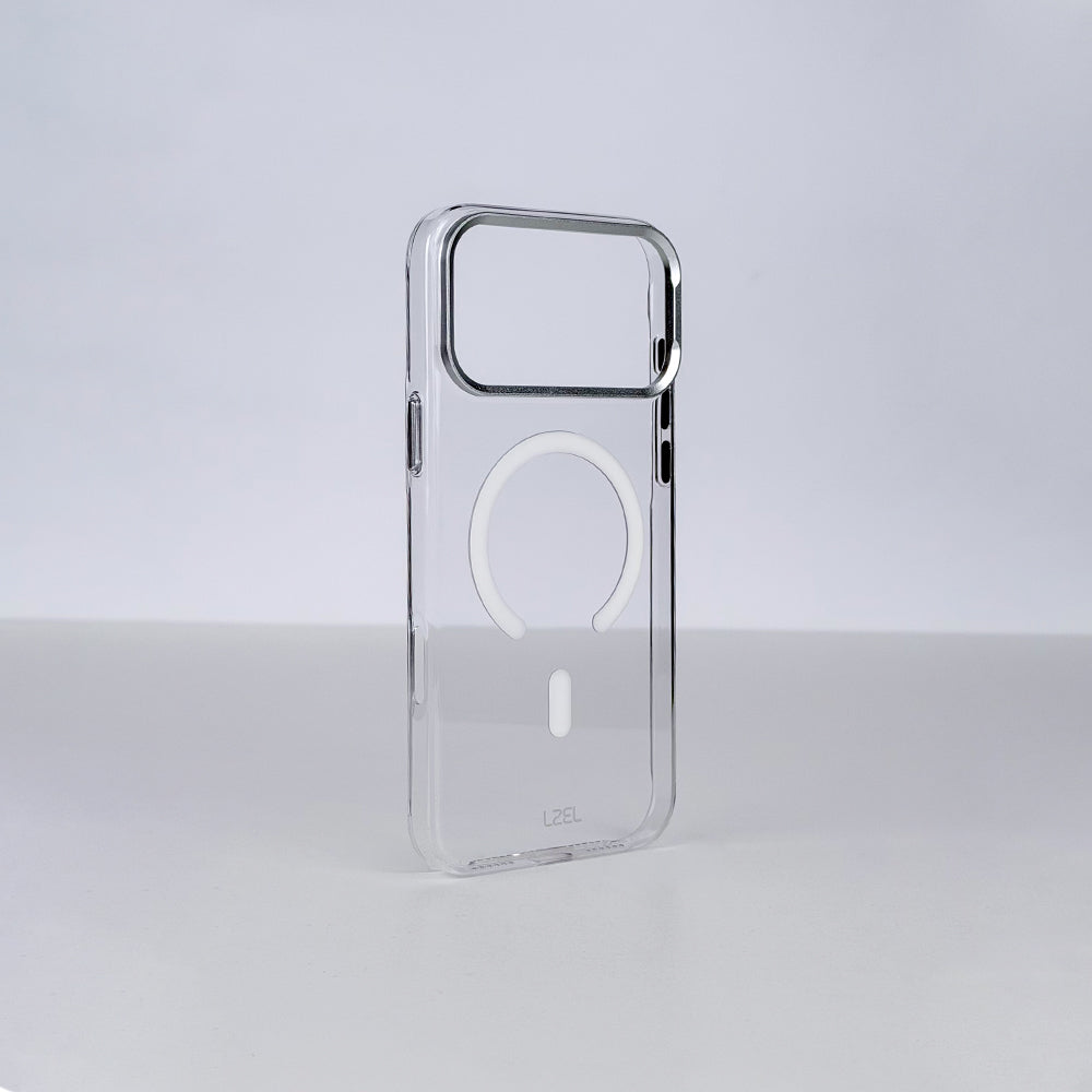 كفر LZEL METAL MAGCRYSTAL شفاف بدعم MagSafe وإطار معدني لـ iPhone 18 Pro و18 Pro Max