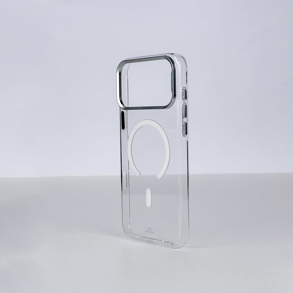 كفر LZEL METAL MAGCRYSTAL شفاف بدعم MagSafe وإطار معدني لـ iPhone 18 Pro و18 Pro Max