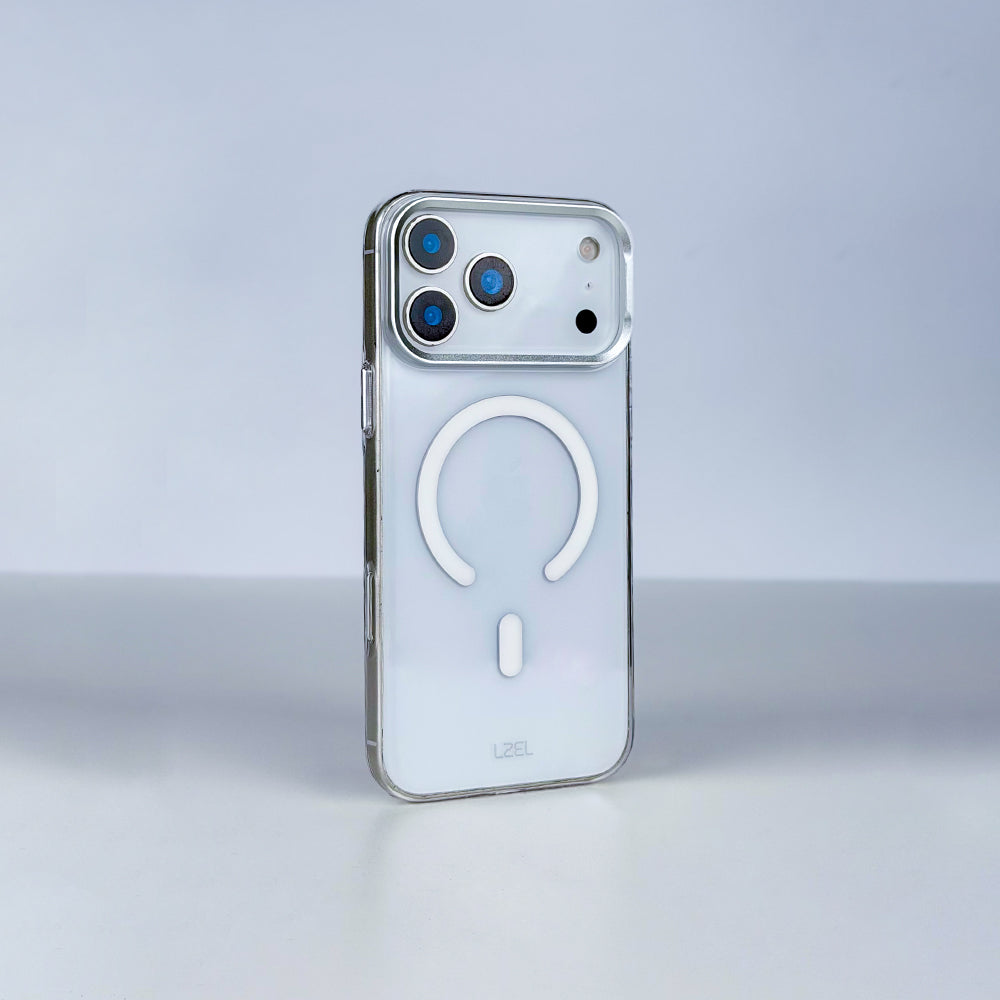 كفر LZEL METAL MAGCRYSTAL شفاف بدعم MagSafe وإطار معدني لـ iPhone 18 Pro و18 Pro Max