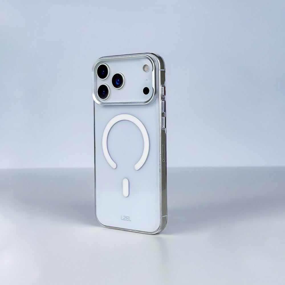 كفر LZEL METAL MAGCRYSTAL شفاف بدعم MagSafe وإطار معدني لـ iPhone 18 Pro و18 Pro Max