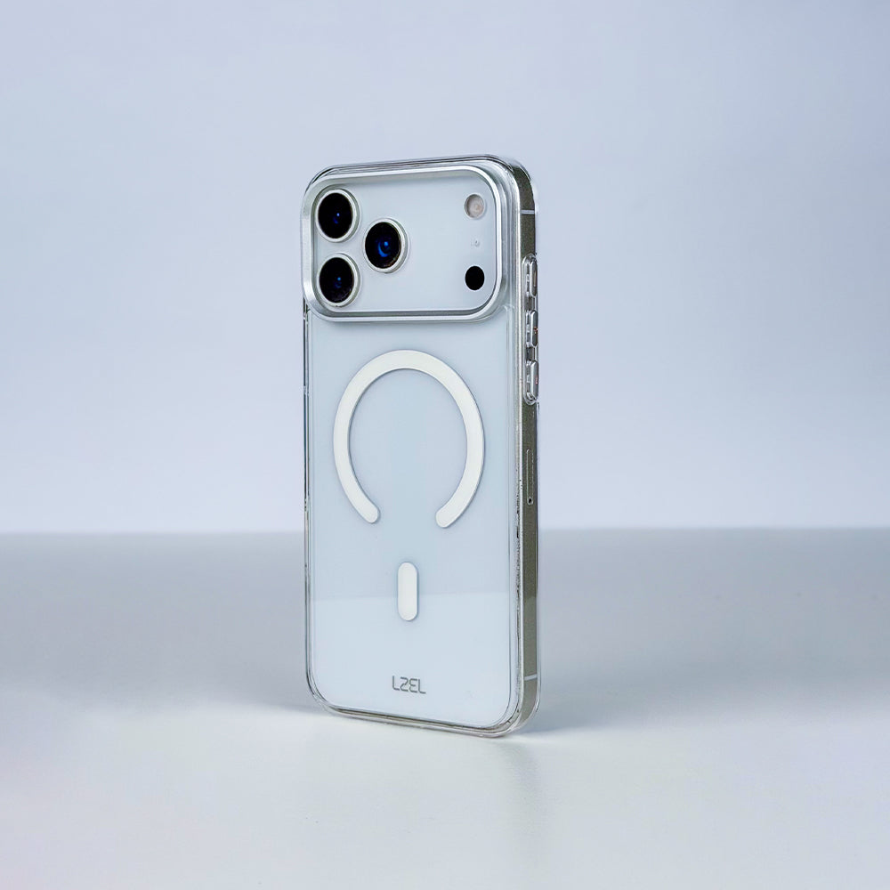 كڤر حماية LZEL CLEARSHIELD MAG شفاف للغاية ومتوافق مع MagSafe لآيفون 18 Pro | أبيض