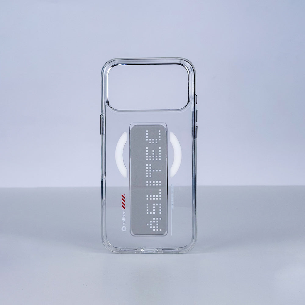 aslitec Magstand Crystal Clear Magsafe With Leather Kickstand Case For iPhone 18 Pro Max