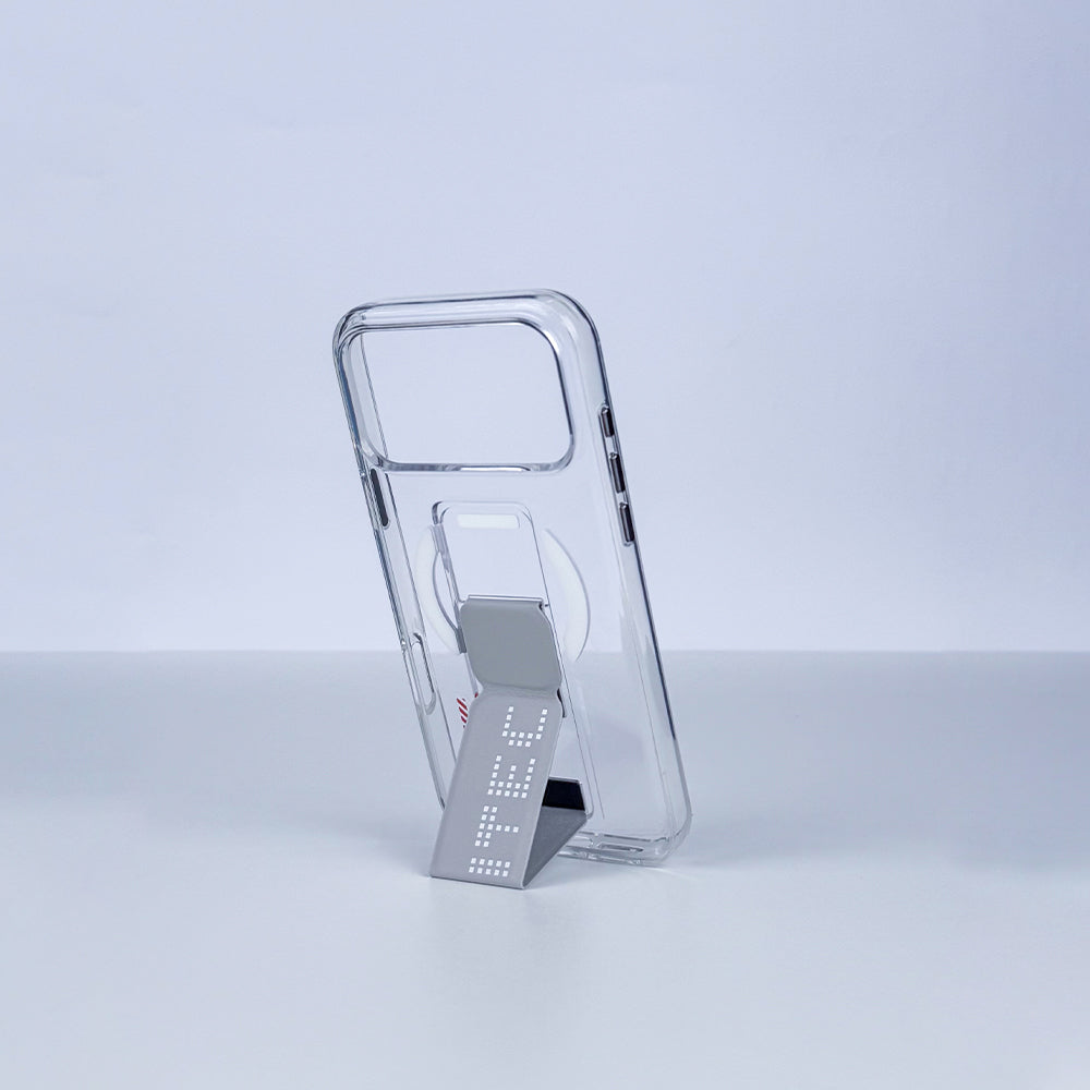 كڤر حماية aslitec Magstand شفاف مع MagSafe وحامل قابل للطي من الجلد لآيفون 18 Pro 