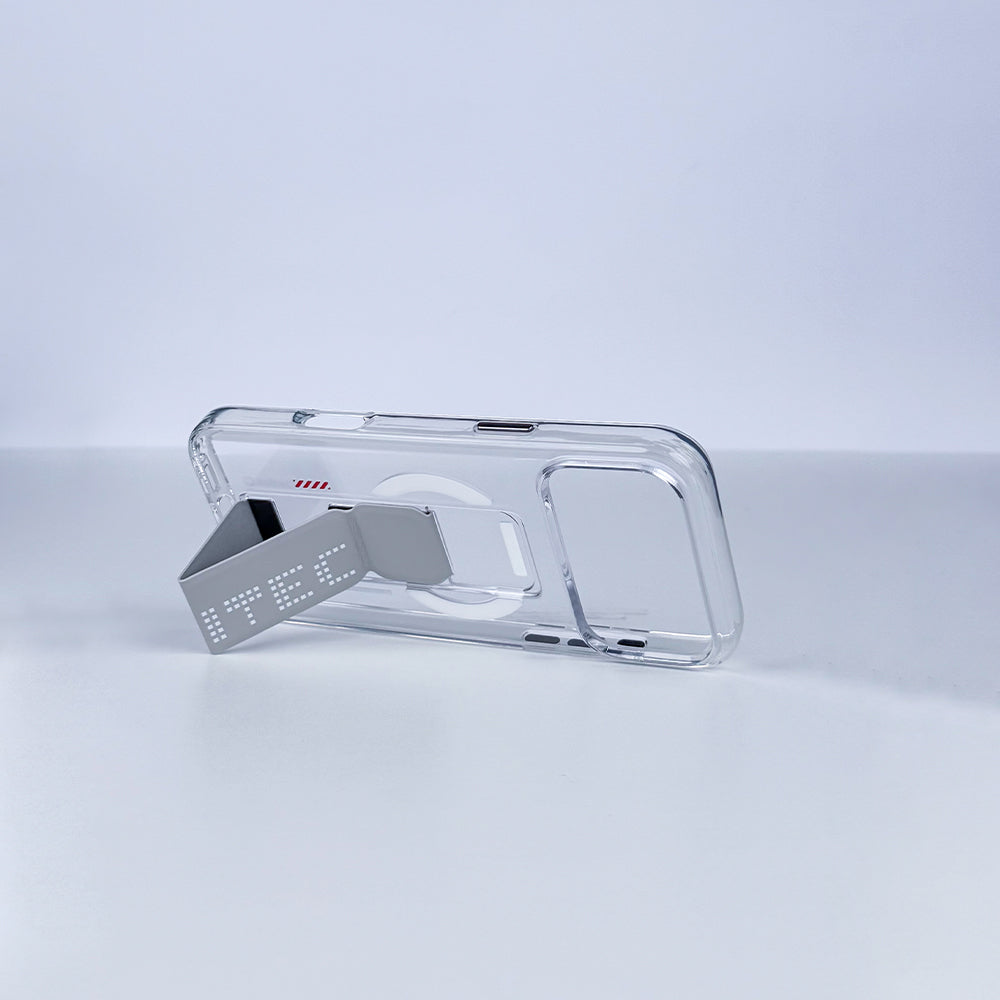 كڤر حماية aslitec Magstand شفاف مع MagSafe وحامل قابل للطي من الجلد لآيفون 18 Pro 