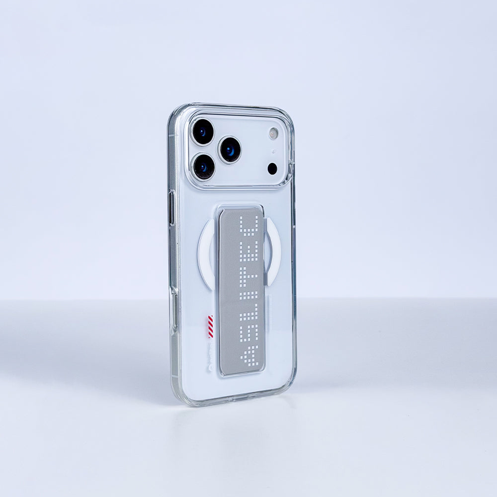 كڤر حماية aslitec Magstand شفاف مع MagSafe وحامل قابل للطي من الجلد لآيفون 18 Pro 