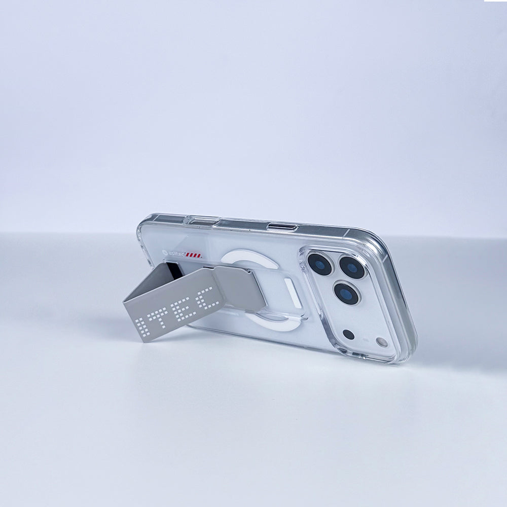 كڤر حماية aslitec Magstand شفاف مع MagSafe وحامل قابل للطي من الجلد لآيفون 18 Pro 