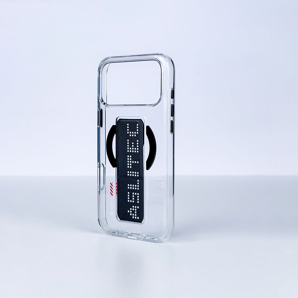 aslitec Magstand Crystal Clear Magsafe With Leather Kickstand Case For iPhone 18 Pro Max