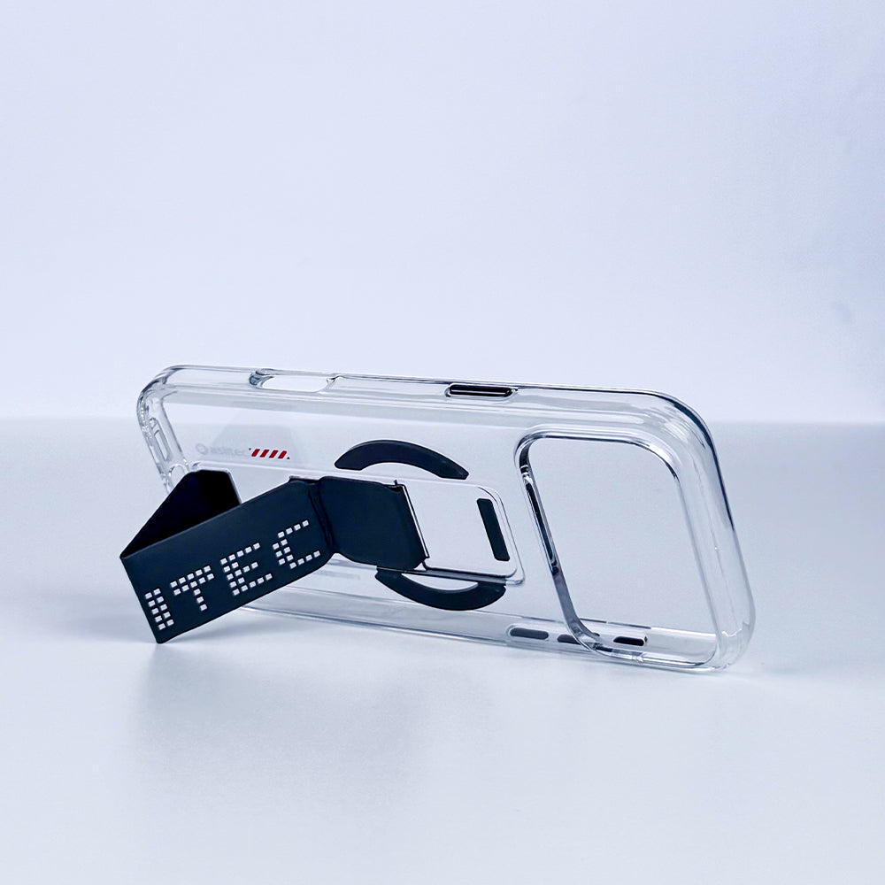 aslitec Magstand Crystal Clear Magsafe With Leather Kickstand Case For iPhone 18 Pro Max