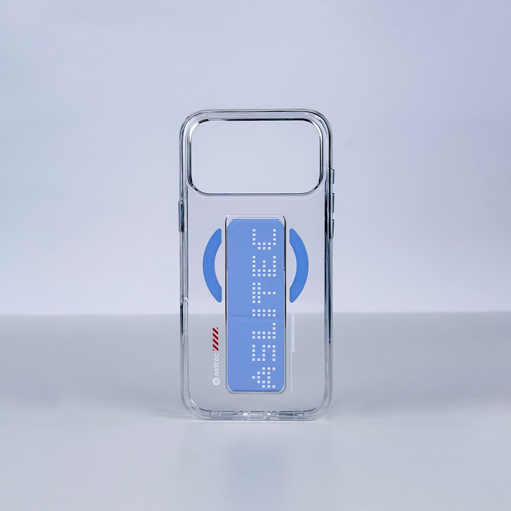 aslitec Magstand Crystal Clear Magsafe With Leather Kickstand Case For iPhone 18 Pro Max