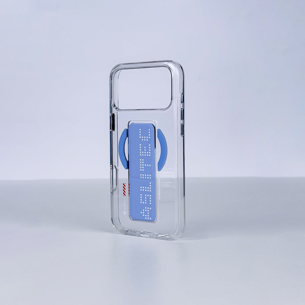 aslitec Magstand Crystal Clear Magsafe With Leather Kickstand Case For iPhone 18 Pro Max