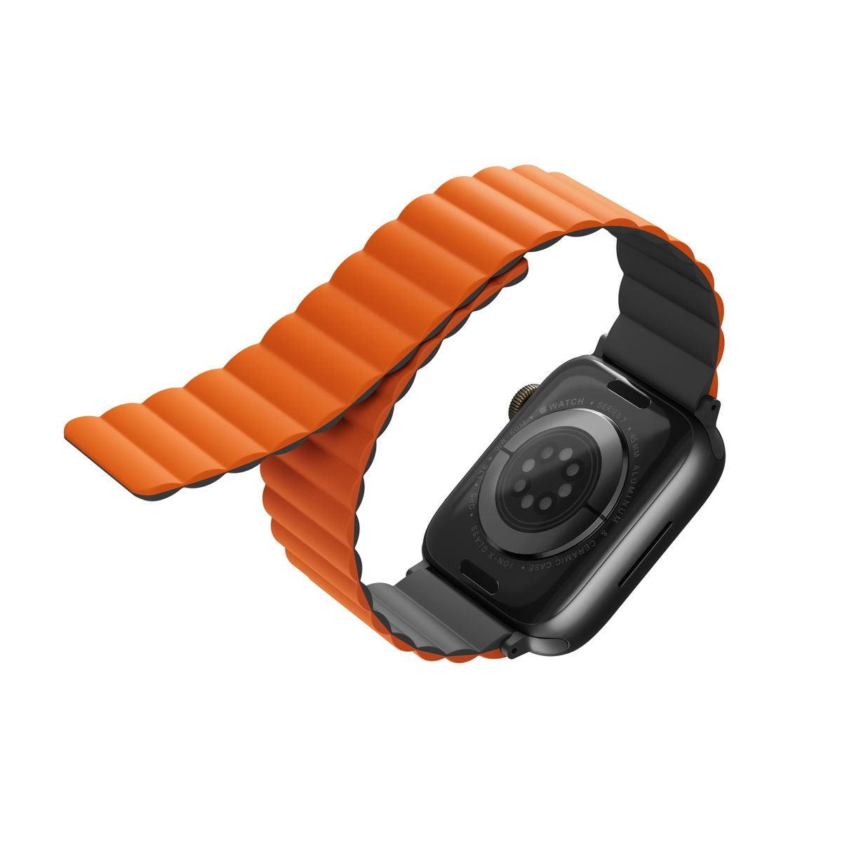 Uniq Revix Reversible Magnetic for Apple Watch Strap 42/44/45mm | Charcoal Grey/Orange