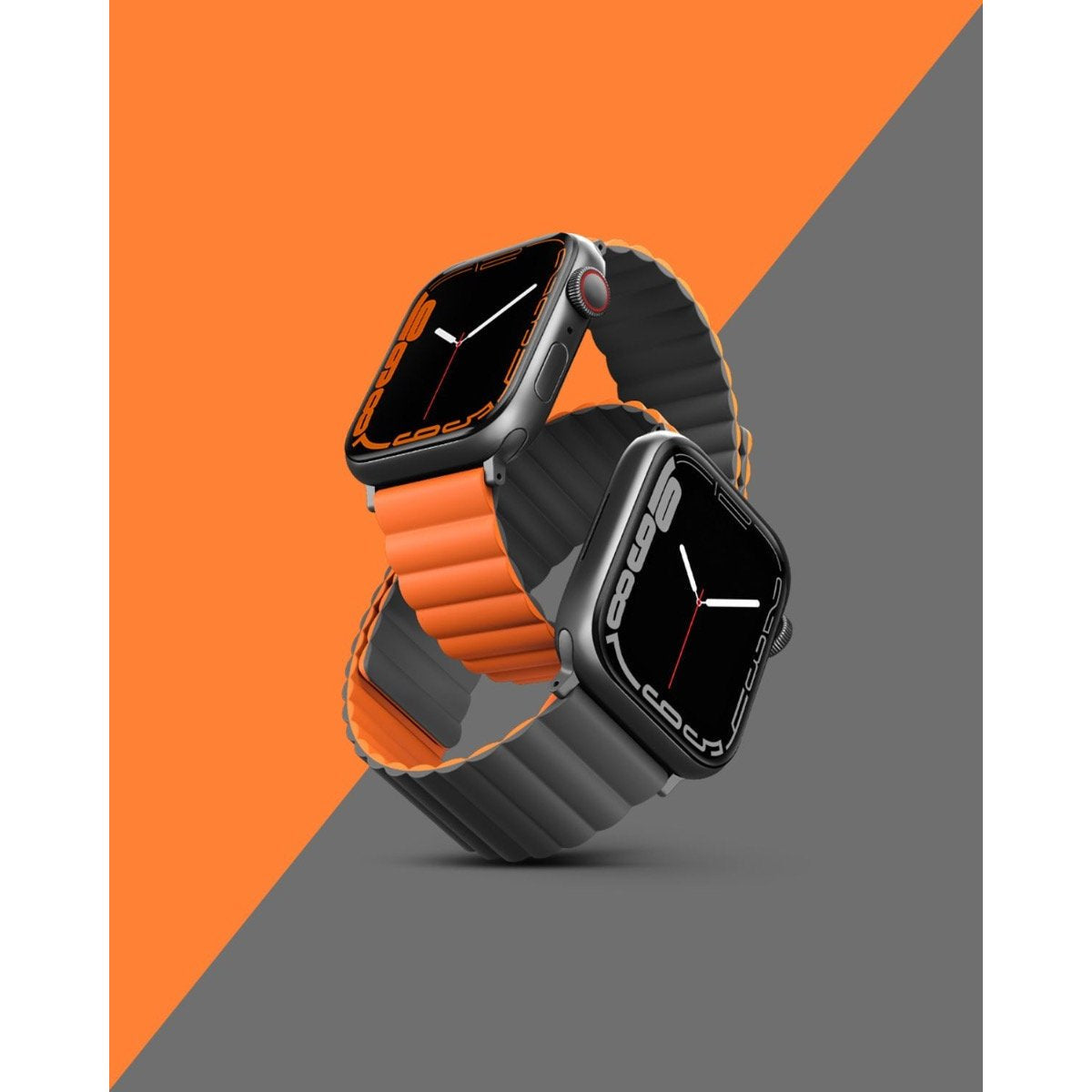 Uniq Revix Reversible Magnetic for Apple Watch Strap 42/44/45mm | Charcoal Grey/Orange