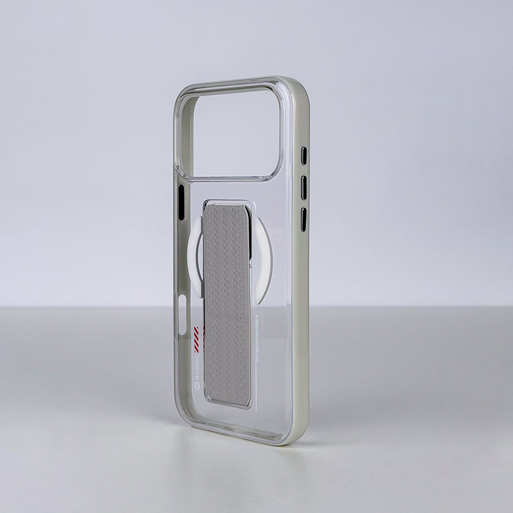 كڤر حماية aslitec Luxestand Mag الشفاف مع MagSafe وحامل جلدي لهاتف iPhone 18 Pro 