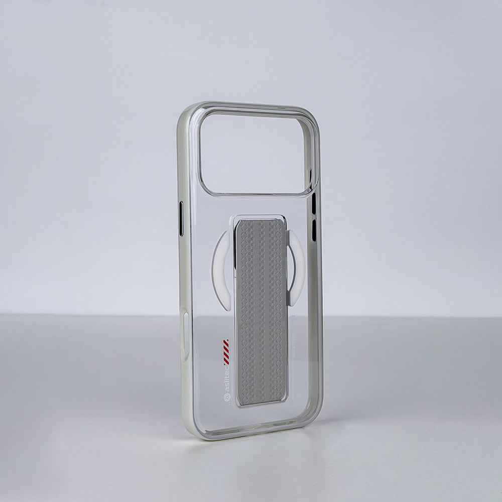 كڤر حماية aslitec Luxestand Mag الشفاف مع MagSafe وحامل جلدي لهاتف iPhone 18 Pro 
