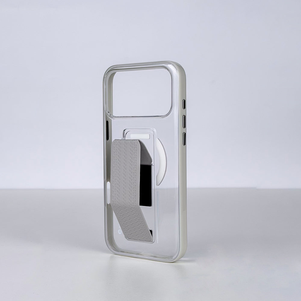 كڤر حماية aslitec Luxestand Mag الشفاف مع MagSafe وحامل جلدي لهاتف iPhone 18 Pro 
