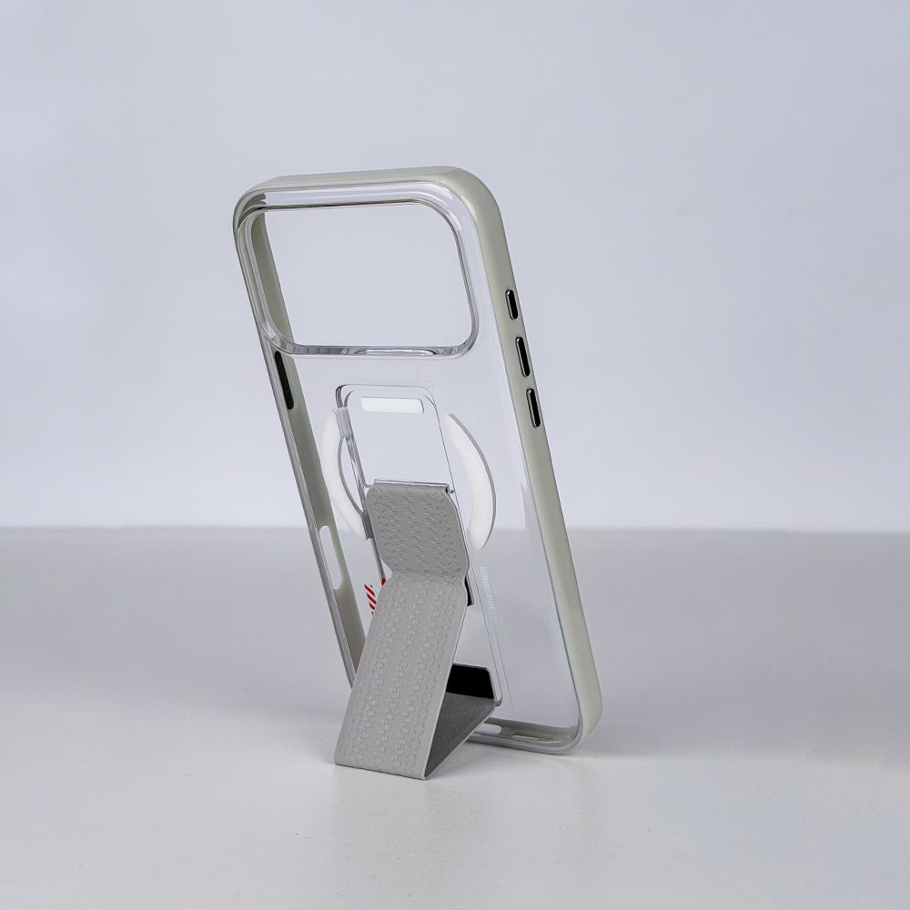 كڤر حماية aslitec Luxestand Mag الشفاف مع MagSafe وحامل جلدي لهاتف iPhone 18 Pro Max